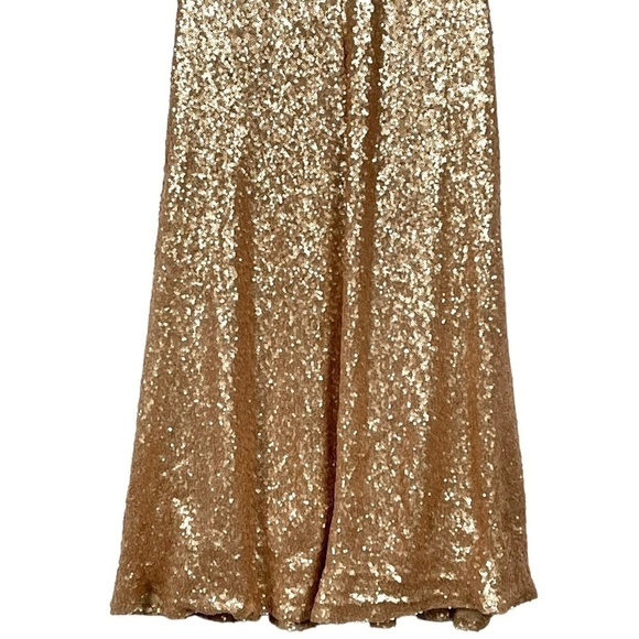REVELRY ASTIR ROSE GOLD SEQUIN STRETCH SLEEVELESS BRIDESMAID FORMAL GOWN - Picture 9 of 12